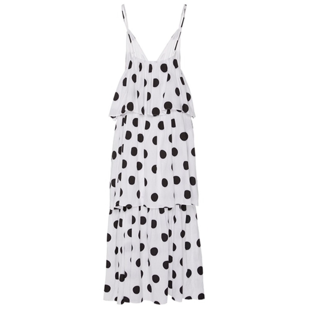 Mara Hoffman Bari Polka Dot Tiered Maxi Dress XS White Resort Vacation Dress - Picture 7 of 11